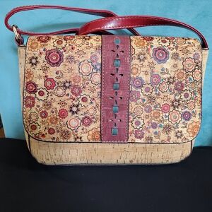Elegant Liege Floral Cork Shoulder Bag